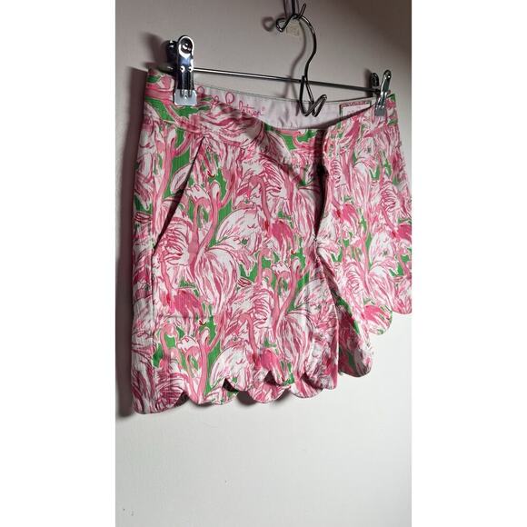 Lilly Pulitzer Shorts Womens Size 00 The Buttercup Scallop Hem‎ Flamingo Print - Picture 3 of 8